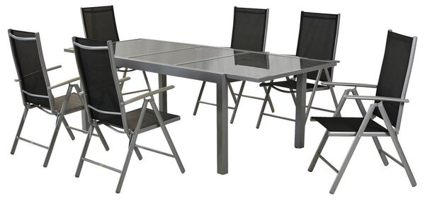 VRTNI SET aluminij črna, srebrne barve