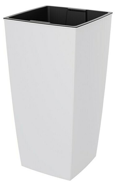 Oglati stebrasti cvetlični lonec Aurora (Do x Š x V: 30 x 30 x 57 cm, Plastika, Bele barve)