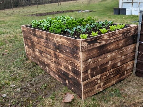 ATMOWOOD Lesena visoka greda 160 x 100 x 60 cm - ožgana