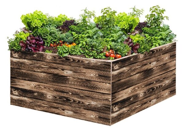 ATMOWOOD Lesena visoka greda 120 x 120 x 60 cm - ožgana