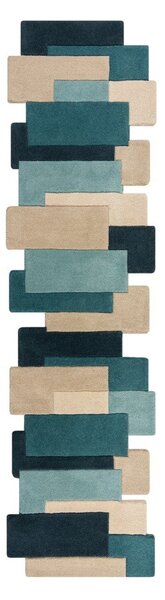 Moder/bež volnen tekač 60x230 cm Abstract Collage – Flair Rugs