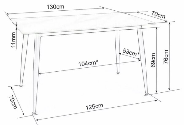Jedilna miza TALVEN s keramično ploščo iz travertina 130x70 cm, travertin/kašmir