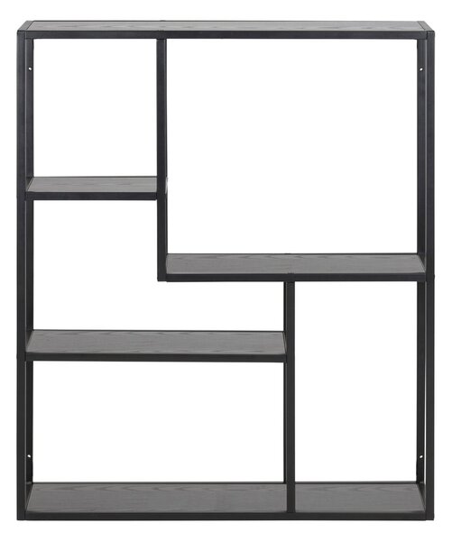 Črna stenska polica v jesenovem dekorju 75x91 cm Seaford – Actona