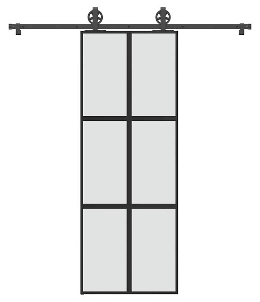 VidaXL Drsna vrata z opremo 76x205 cm kaljeno steklo in aluminij