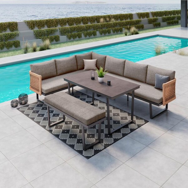 Mömax Lounge Garnitura Emmi, Antracit, Rjava, 4-Delno