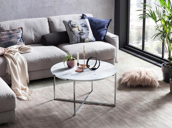 Livetastic Klubska Miza Marble, Bela
