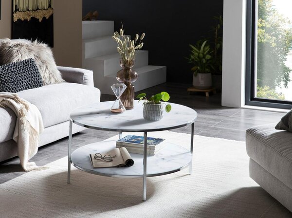Livetastic Klubska Miza Marble, Bela