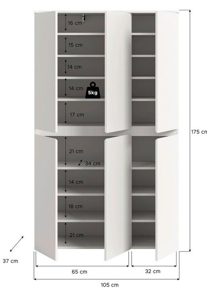 Livetastic Garderobenschrank Scarpa, Bela