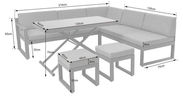 Beldano Lounge Garnitura Rio 2, Črna, Antracit, 5-Delni Set