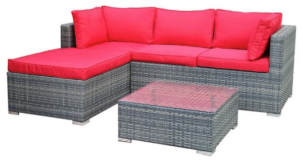 Modern Living Lounge Garnitura Leona Rdeča, Rjava, 3-Delni Set