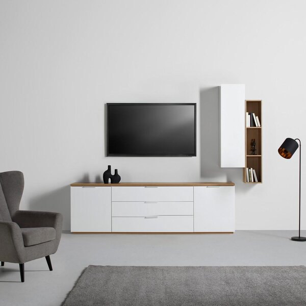 Mömax Tv Omarica Wide, Bela, Barva Hrasta