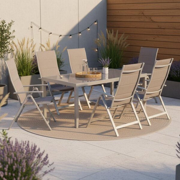 Gardenson Vrtna Garnitura Taviano, 7-Delno, Aluminij, Steklo
