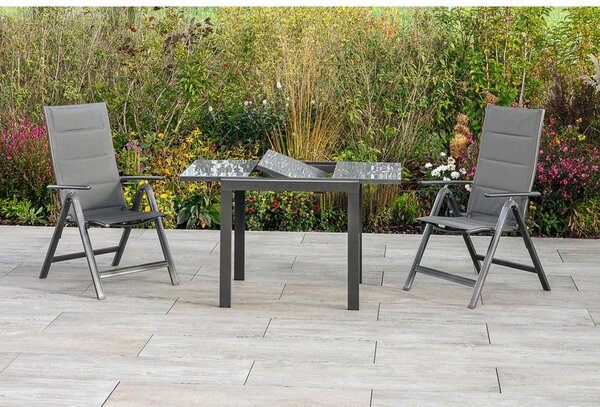 Gardenson Raztegljiva Vrtna Miza Ambia, Steklo, Aluminij, 80-120x70