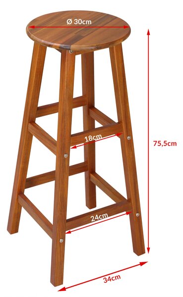 Barski stoli OSLO, 2 kosa, 34x76cm, naravno rjavo Casaria