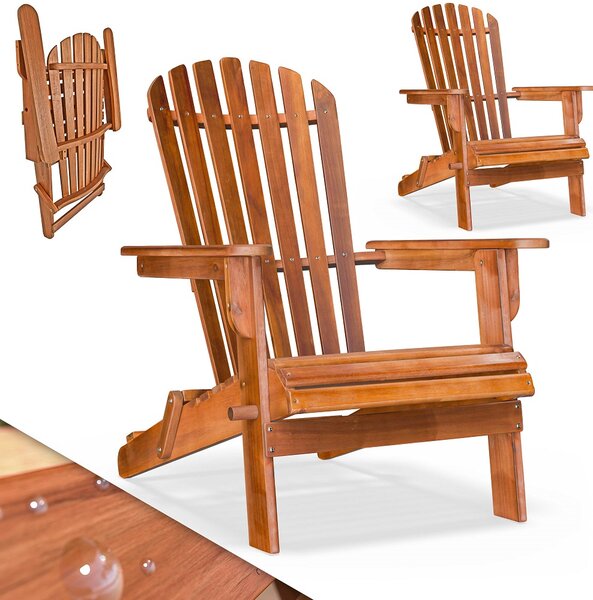 Vrtni ležalnik ADIRONDACK, zložljiv, 69 x 84 x 94 cm, naravno rjava Casaria