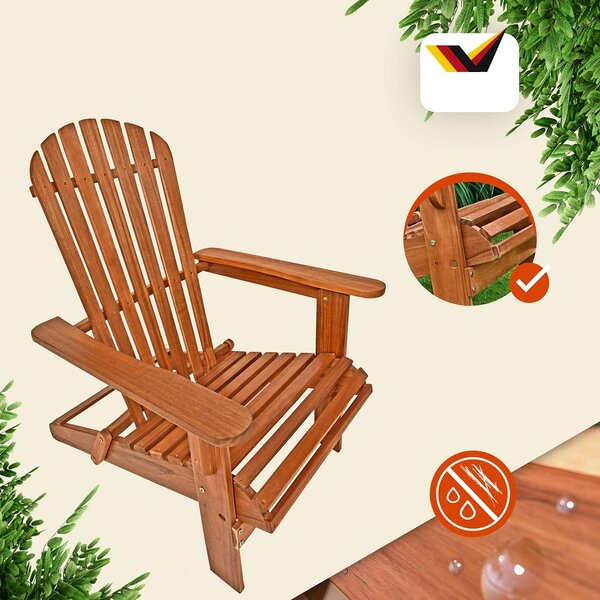 Vrtni ležalnik ADIRONDACK, zložljiv, 69 x 84 x 94 cm, naravno rjava Casaria