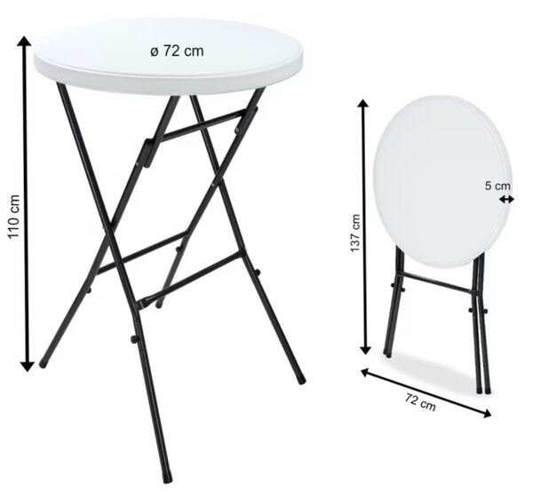 Plastična barska miza LYDA, Ø72x110cm, bela Casaria