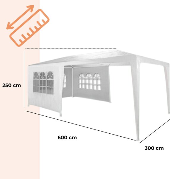 Paviljon za zabave NEAPOL, 3x6m, bel Jurhan
