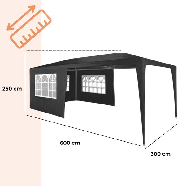 Paviljon za zabave NEAPOL, 3x6m, antracit Jurhan