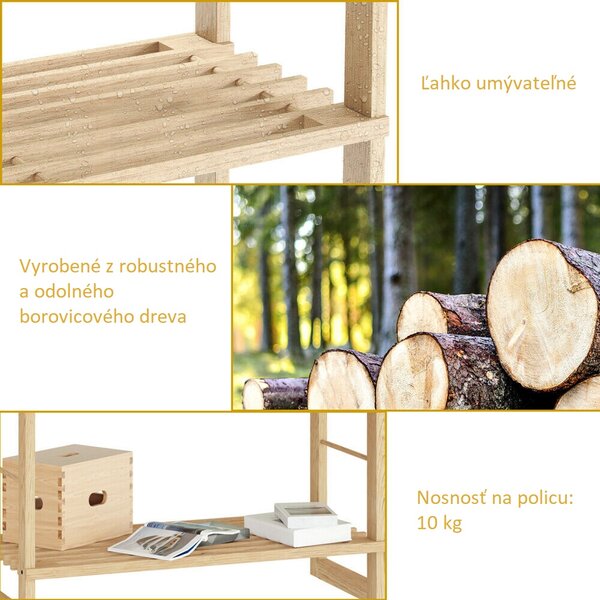 Leseni regal s policami ÖLAND, 58x27x136cm, 5 polic, rjav Casaria