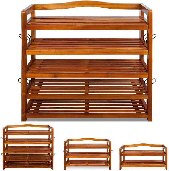 Regal za čevlje RUSTIC, 5 polic, 85x26x82cm, naravno rjav