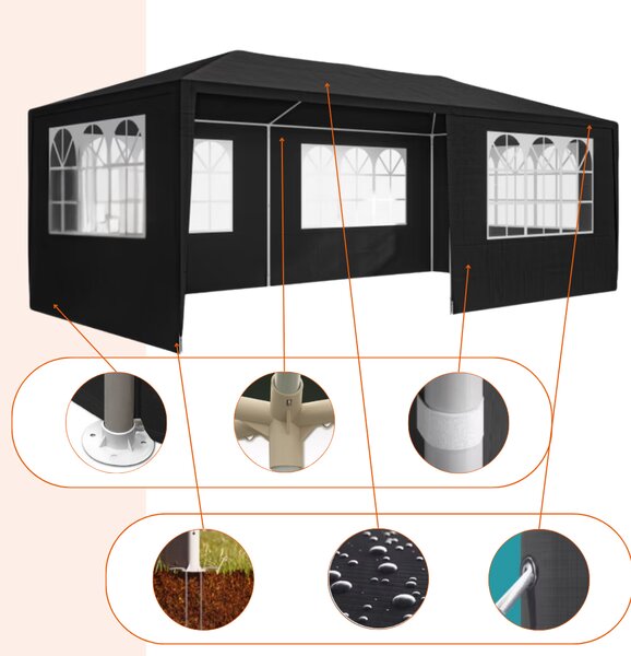 Paviljon za zabave NEAPOL, 3x6m, antracit Jurhan