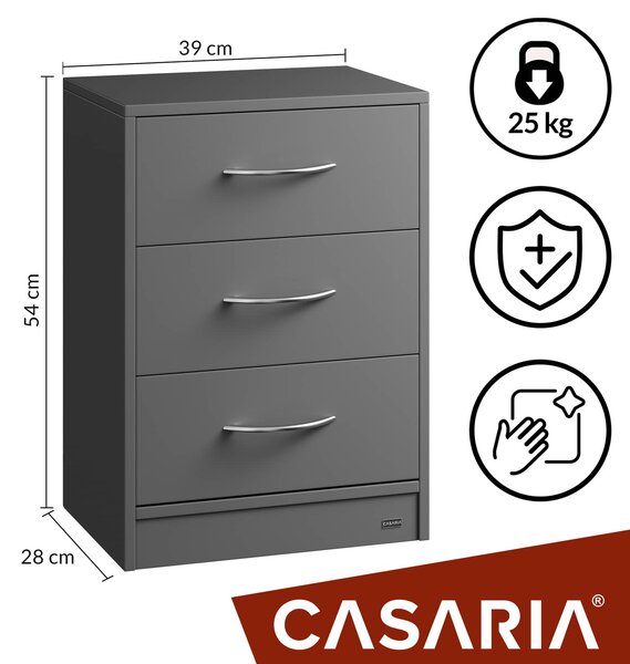 Nočna omarica ELOISE z osvetlitvijo, 54x39x28cm, antracit Casaria