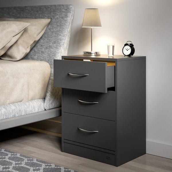 Nočna omarica ELOISE z osvetlitvijo, 54x39x28cm, antracit Casaria
