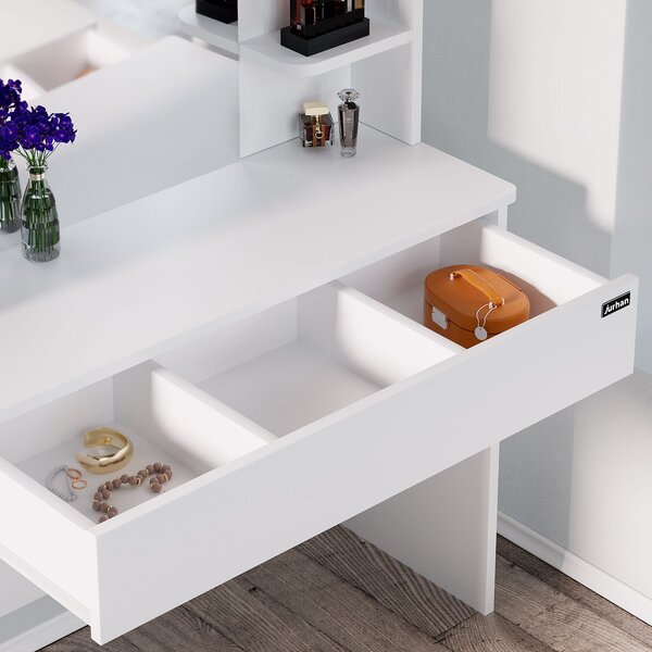 Toaletna mizica LUCIA, 108x40x140cm, bela Casaria