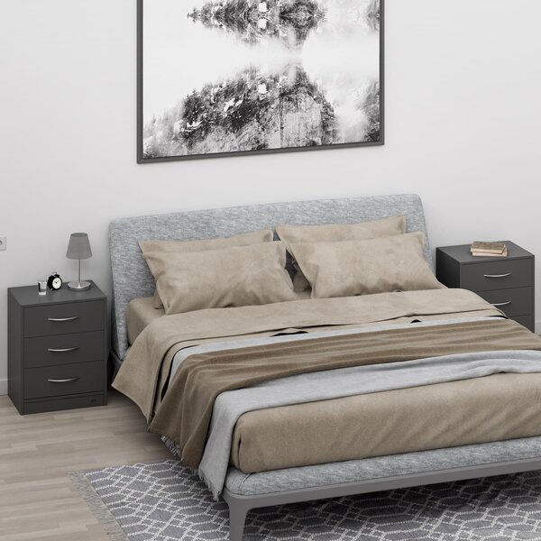Nočna omarica ELOISE z osvetlitvijo, 54x39x28cm, antracit Casaria
