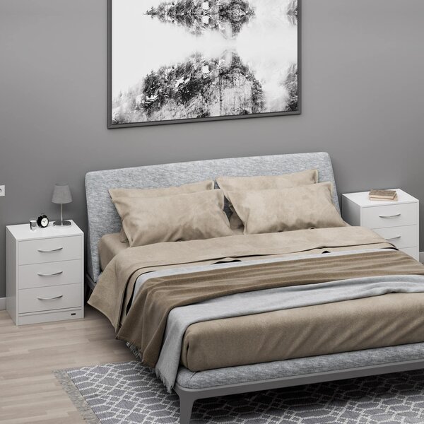 Nočna omarica ELOISE z osvetlitvijo, 54x39x28cm, bela Casaria