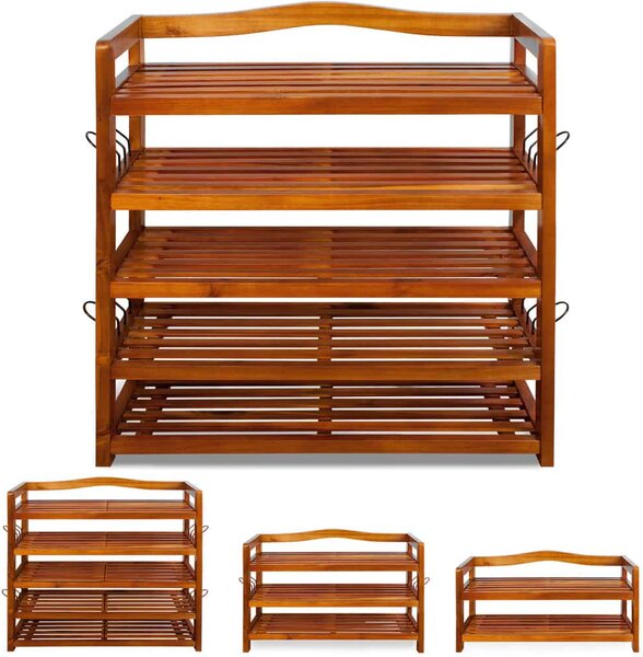 Regal za čevlje RUSTIC, 5 polic, 75x26x82cm, naravno rjav