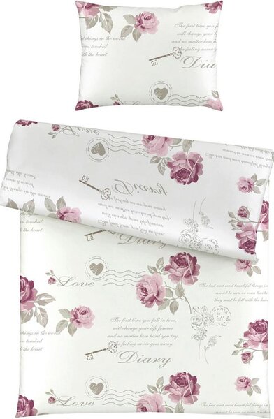 Modern Living Posteljnina Diary Rose, Bela, Bombaž, 60/80, 140/200
