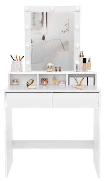 Toaletna mizica VANESA z osvetlitvijo, 80x40x145cm, bela Jurhan