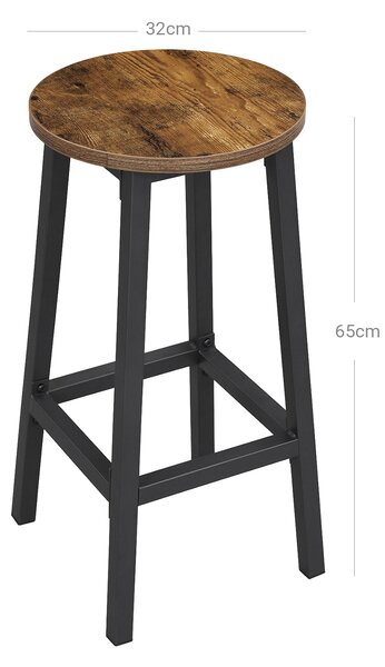 Barski stoli LUND, 2 kosa, 32x65cm, rjavo/črno Vasagle