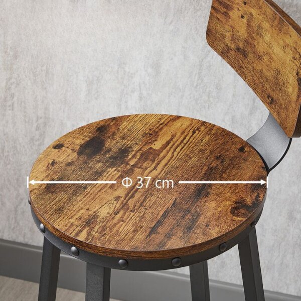 Barski stoli LUND z naslonjali, 2 kosa, 96x60x9cm, rjavo/črno Vasagle