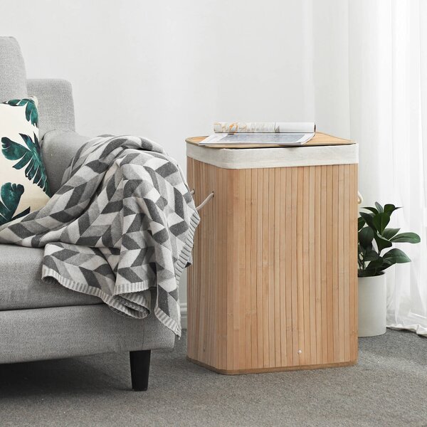 Bambusova košara za perilo DORA, 72 l, naravno rjava SongmicsHome