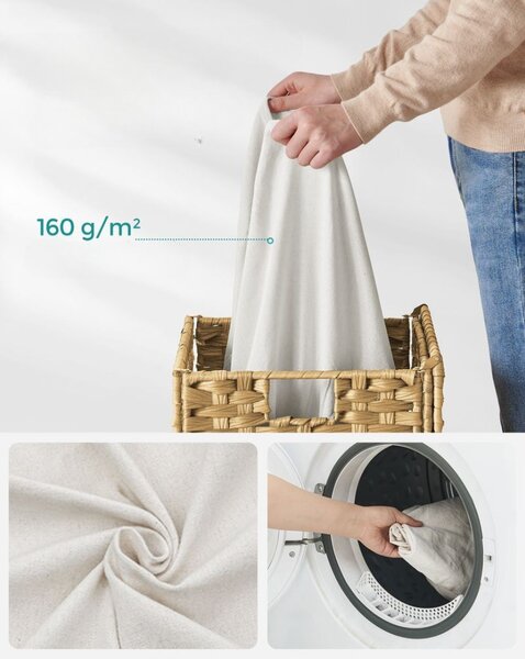 Košara za perilo iz umetnega ratana AVA, 90l, naravno rjava SongmicsHome