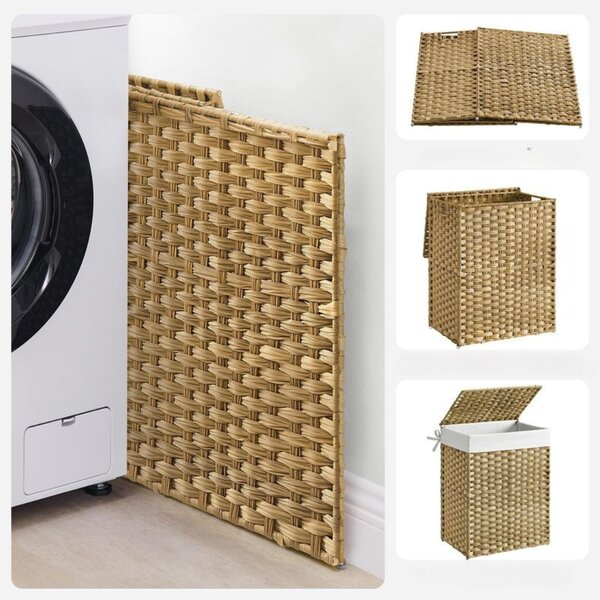 Košara za perilo iz umetnega ratana AVA, 90l, naravno rjava SongmicsHome
