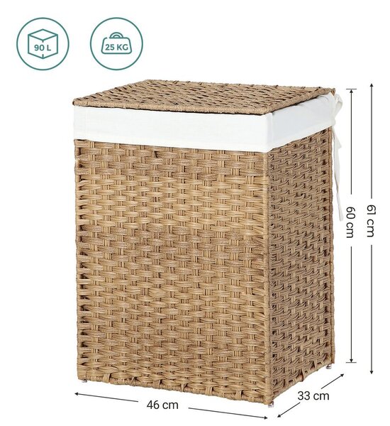 Košara za perilo iz umetnega ratana AVA, 90l, naravno rjava SongmicsHome