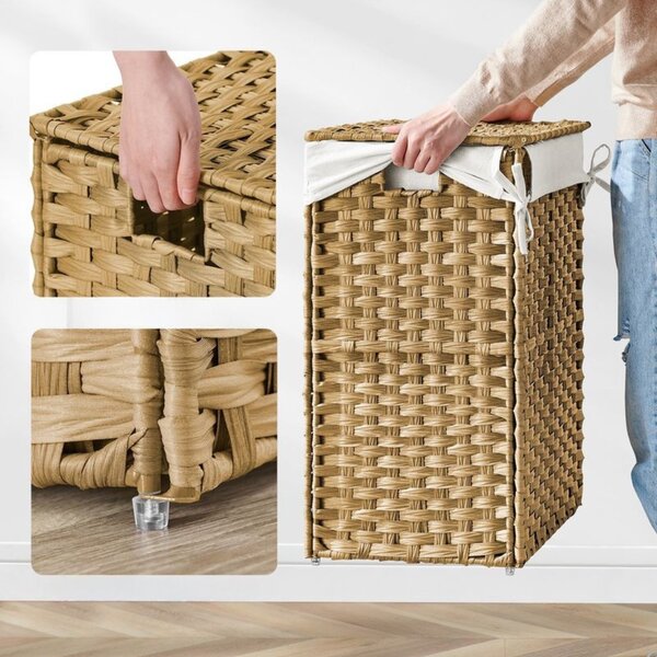 Košara za perilo iz umetnega ratana AVA, 90l, naravno rjava SongmicsHome