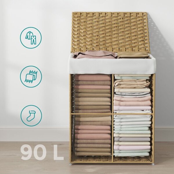 Košara za perilo iz umetnega ratana AVA, 90l, naravno rjava SongmicsHome