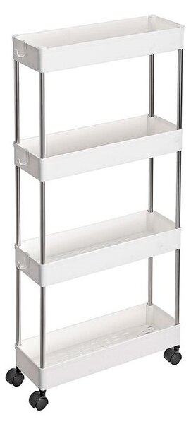 Regal na kolesih SLIM, 4 nivoji, 13,5x40x86cm, bel SongmicsHome