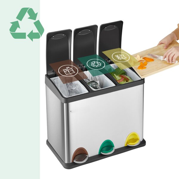 Koš za ločevanje odpadkov SORT 24l (3x8l), srebrna Jurhan