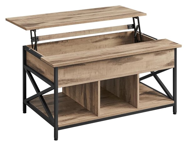 Po višini nastavljiva klubska mizica GASPAR, 60x100x(48–62)cm, camel rjava/črna Vasagle