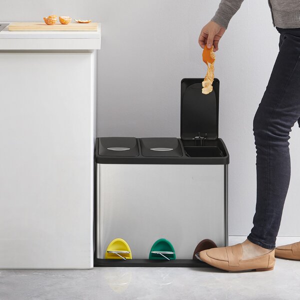 Koš za ločevanje odpadkov SORT 24l (3x8l), srebrna Jurhan