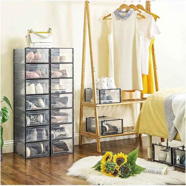 Organizator za čevlje MARI, 18 predalov, prozoren/črna SongmicsHome