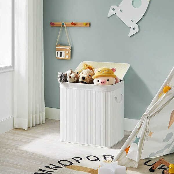 Bambusova košara za perilo DORA, 150 l, bela SongmicsHome