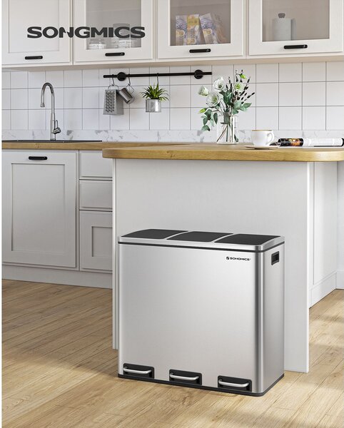 Koš za ločevanje odpadkov SORT 54l (3x18l), srebrna SongmicsHome