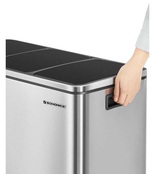 Koš za ločevanje odpadkov SORT 54l (3x18l), srebrna SongmicsHome